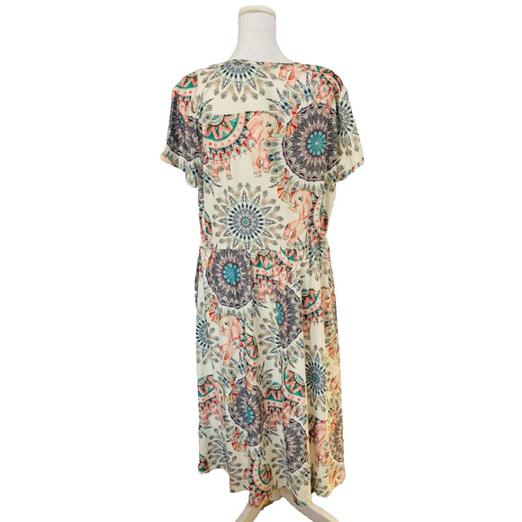 Ouges Woman Dress Midi Knee Length XL Spring Summer Colorful Pattern NWT - Picture 6 of 9